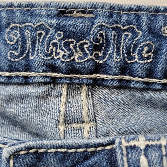 Miss Me Jeans Size 29 28X33 Bootcut Boot Leather Trim Thick Stitch Low Rise - Picture 8 of 16